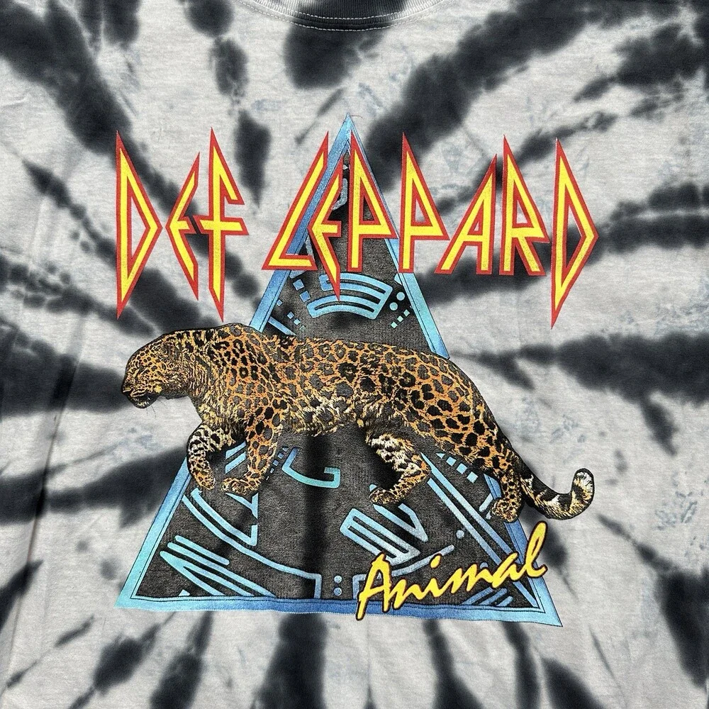 Def Leppard Animal BlackTye Dye Short Sleeve Tee Shirt Adult Size Medium Rock